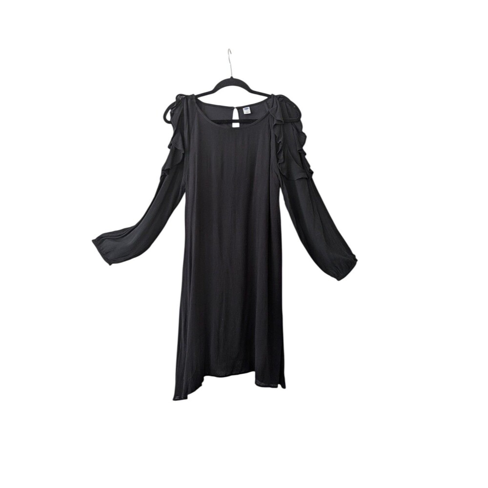 Womens Black Ruffle Sleeve Long-Sleeve Dress By Old Navy Size M
